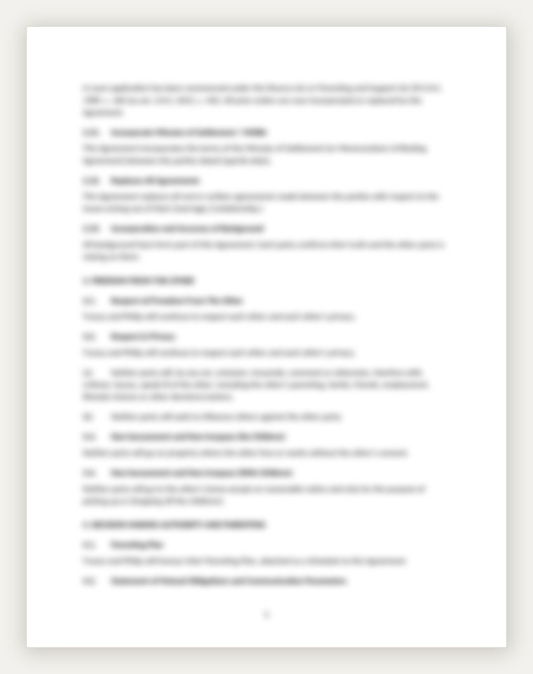 A clause page from a separation agreement produced by MyselfRep.com